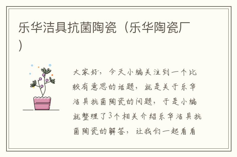 乐华洁具抗菌陶瓷（乐华陶瓷厂）