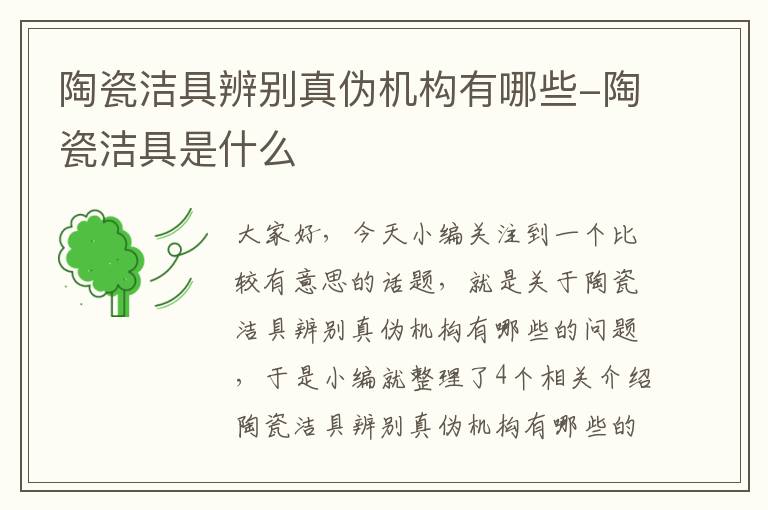 陶瓷洁具辨别真伪机构有哪些-陶瓷洁具是什么