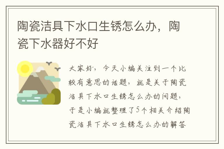 陶瓷洁具下水口生锈怎么办，陶瓷下水器好不好