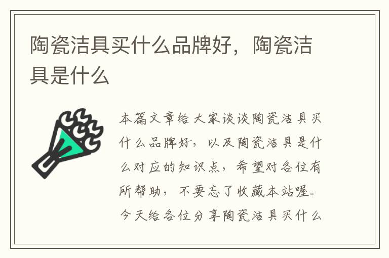 陶瓷洁具买什么品牌好，陶瓷洁具是什么