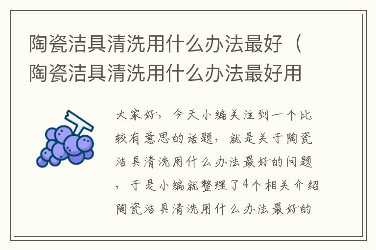 陶瓷洁具清洗用什么办法最好（陶瓷洁具清洗用什么办法最好用）