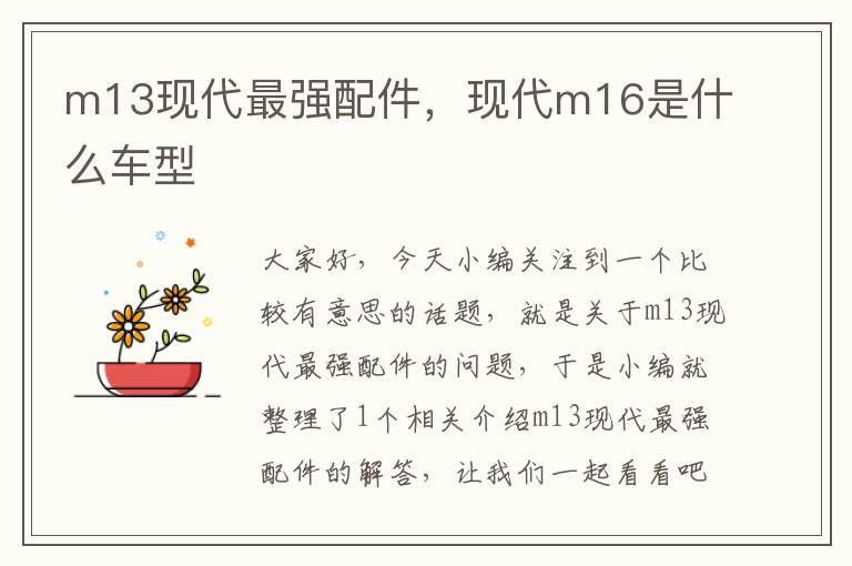 m13现代最强配件，现代m16是什么车型