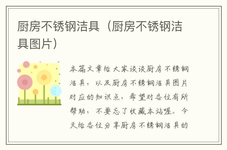 厨房不锈钢洁具（厨房不锈钢洁具图片）