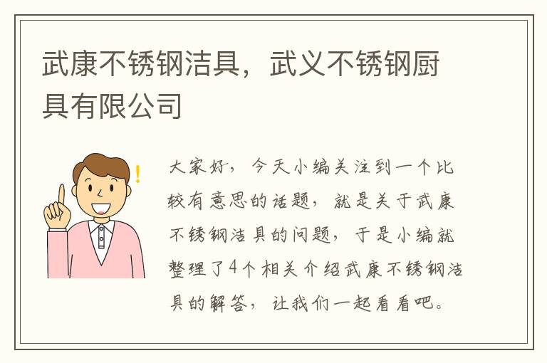 武康不锈钢洁具，武义不锈钢厨具有限公司