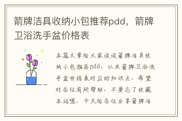 箭牌洁具收纳小包推荐pdd，箭牌卫浴洗手盆价格表