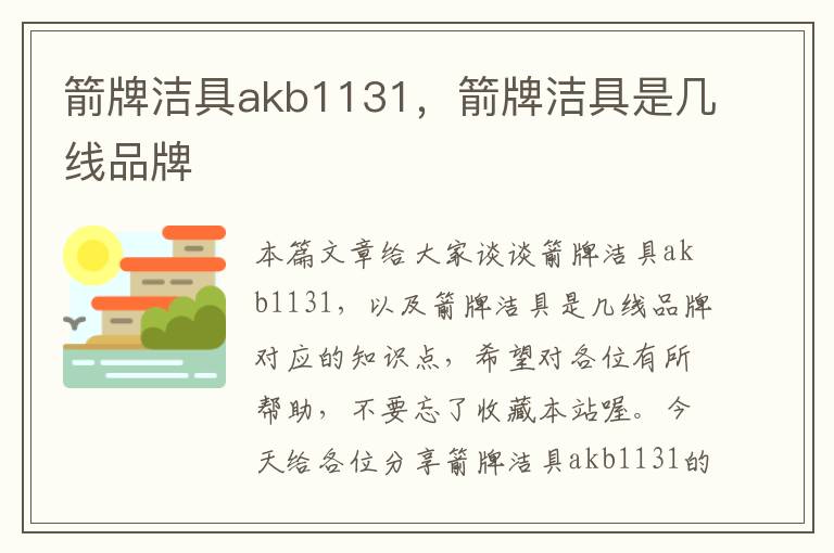 箭牌洁具akb1131，箭牌洁具是几线品牌