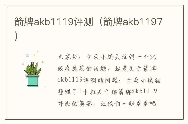 箭牌akb1119评测（箭牌akb1197）