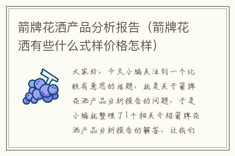 箭牌花洒产品分析报告（箭牌花洒有些什么式样价格怎样）