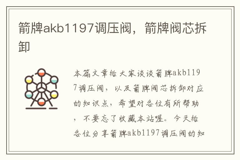 箭牌akb1197调压阀，箭牌阀芯拆卸