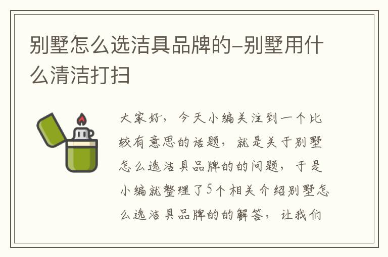 别墅怎么选洁具品牌的-别墅用什么清洁打扫