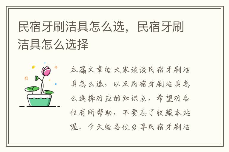 民宿牙刷洁具怎么选，民宿牙刷洁具怎么选择