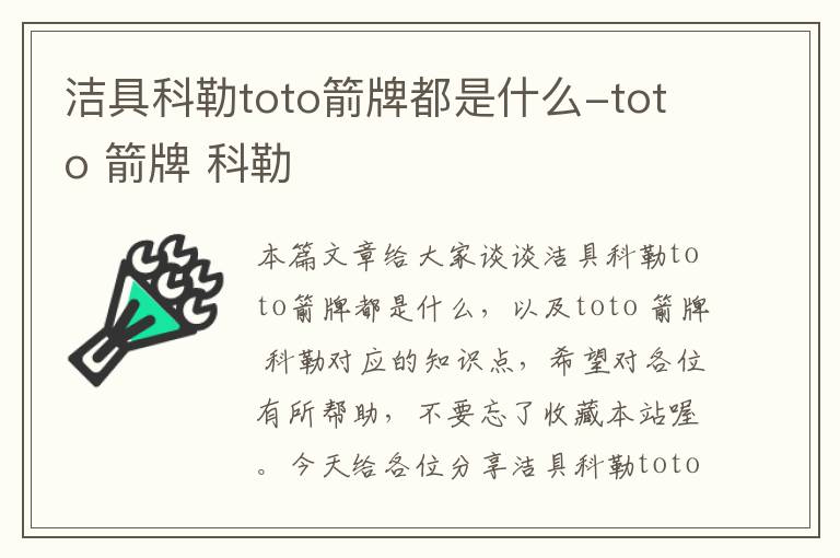 洁具科勒toto箭牌都是什么-toto 箭牌 科勒