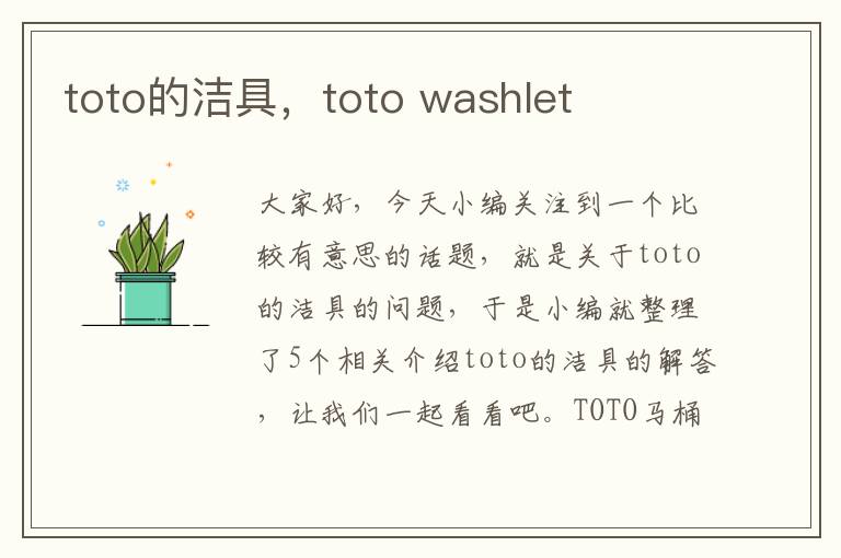 toto的洁具，toto washlet