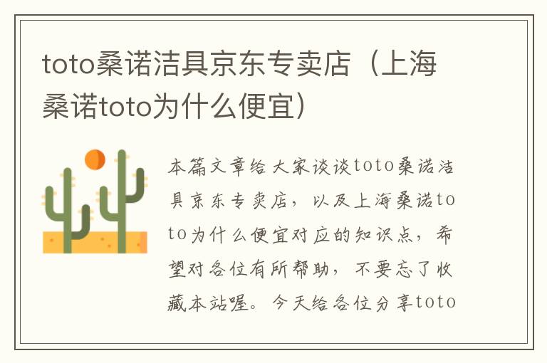 toto桑诺洁具京东专卖店（上海桑诺toto为什么便宜）