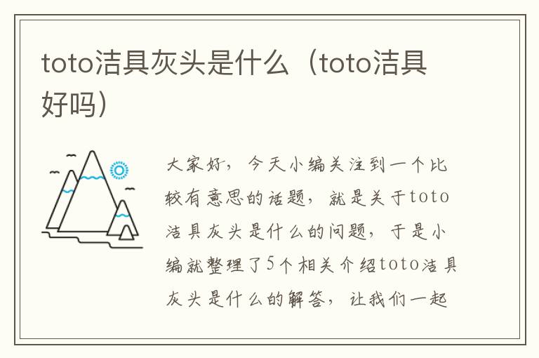 toto洁具灰头是什么（toto洁具好吗）