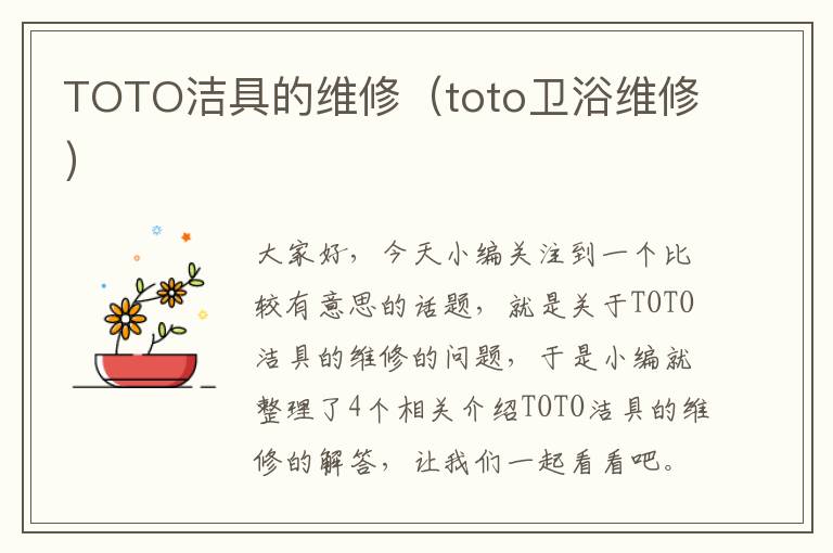 TOTO洁具的维修（toto卫浴维修）