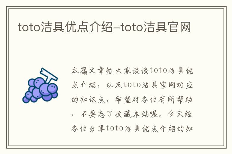 toto洁具优点介绍-toto洁具官网