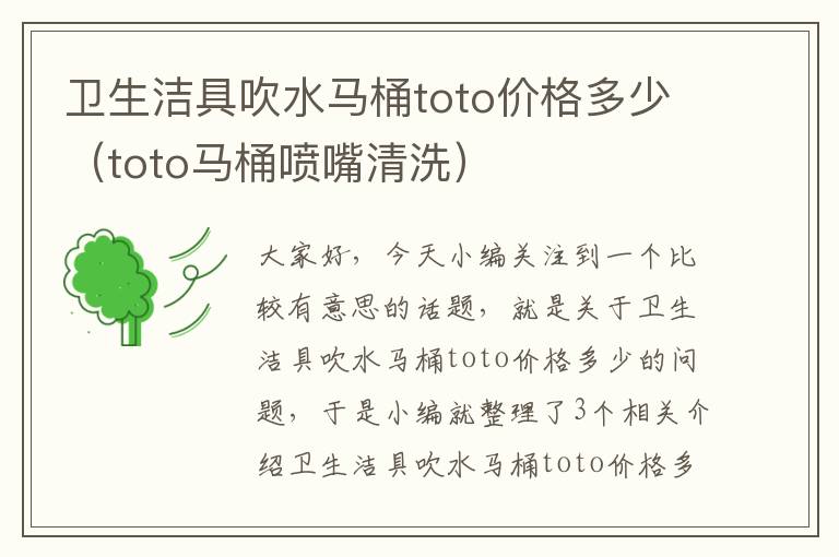 卫生洁具吹水马桶toto价格多少（toto马桶喷嘴清洗）