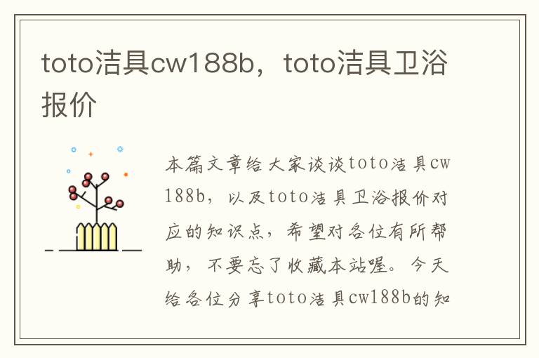 toto洁具cw188b，toto洁具卫浴报价