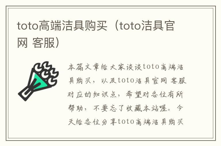 toto高端洁具购买（toto洁具官网 客服）