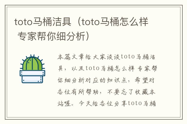 toto马桶洁具（toto马桶怎么样 专家帮你细分析）