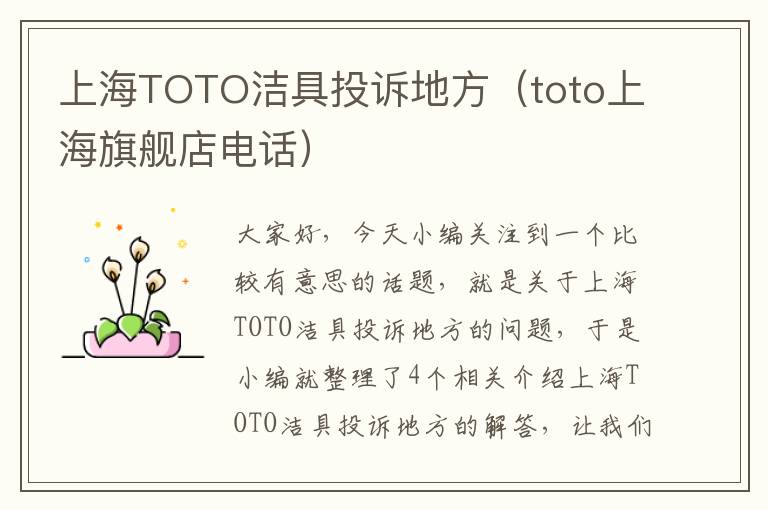 上海TOTO洁具投诉地方（toto上海旗舰店电话）