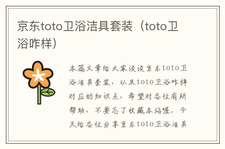 京东toto卫浴洁具套装（toto卫浴咋样）