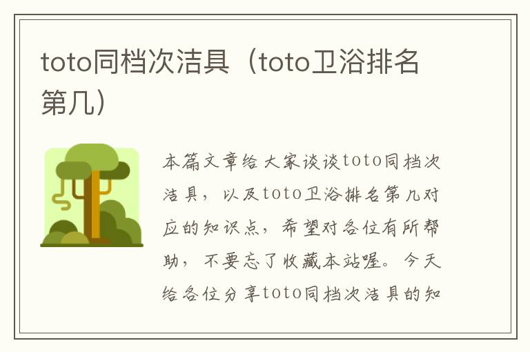 toto同档次洁具（toto卫浴排名第几）