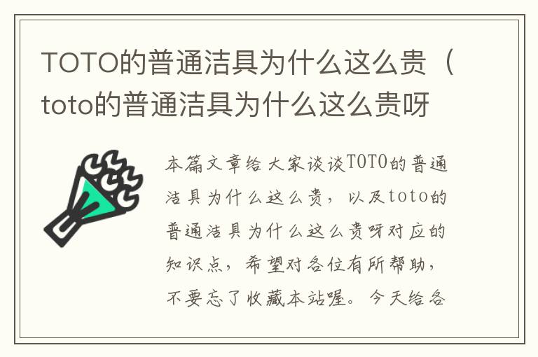 TOTO的普通洁具为什么这么贵（toto的普通洁具为什么这么贵呀）