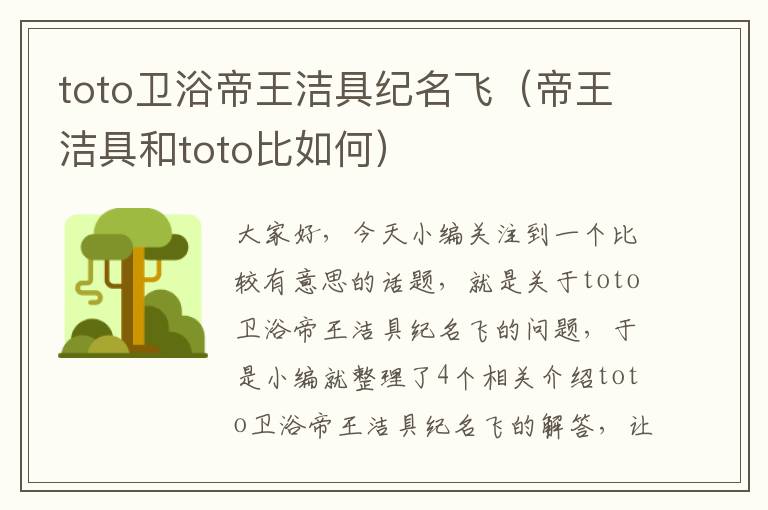 toto卫浴帝王洁具纪名飞（帝王洁具和toto比如何）