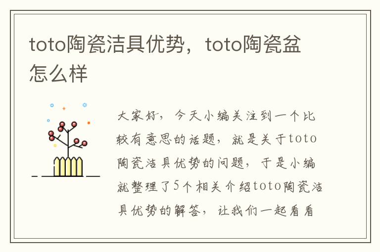 toto陶瓷洁具优势，toto陶瓷盆怎么样