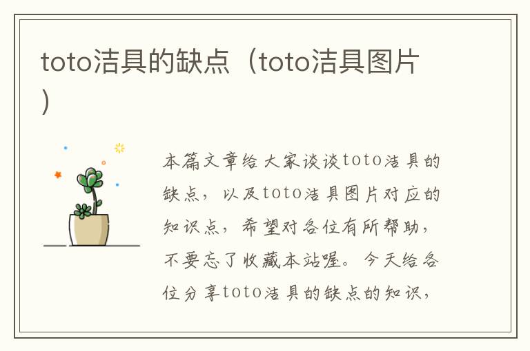 toto洁具的缺点（toto洁具图片）