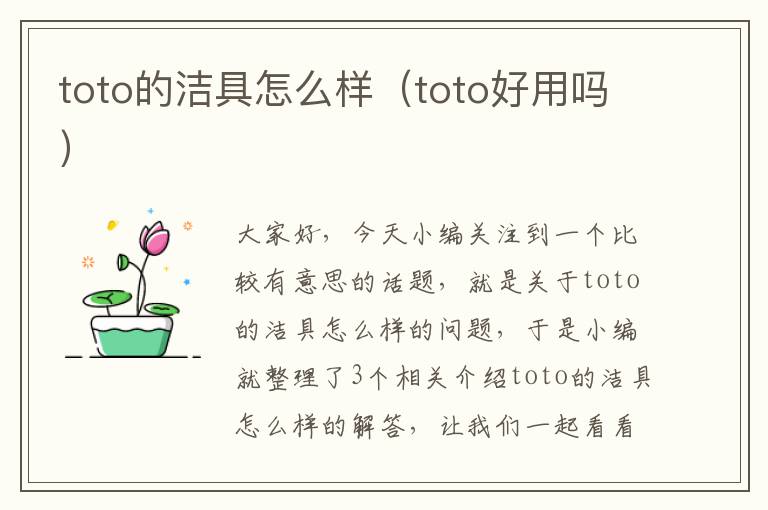 toto的洁具怎么样（toto好用吗）