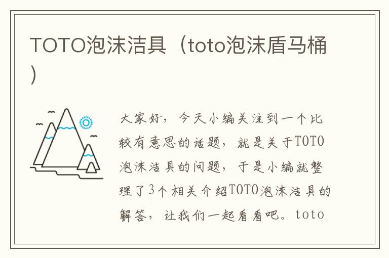 TOTO泡沫洁具（toto泡沫盾马桶）