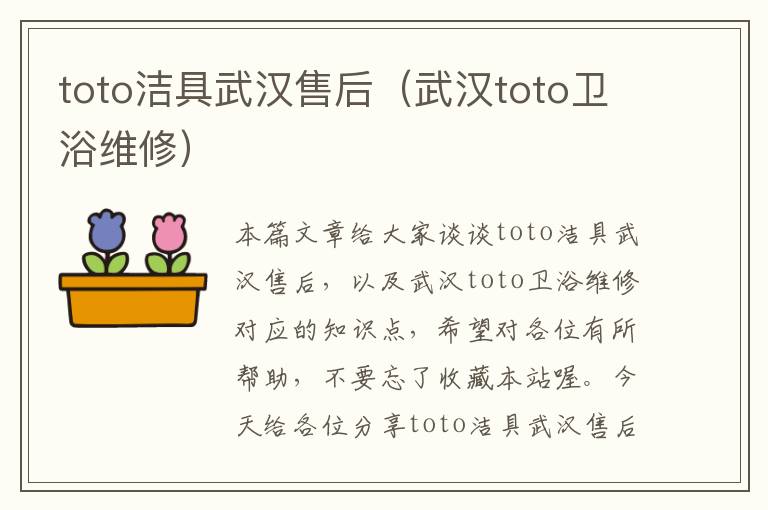 toto洁具武汉售后（武汉toto卫浴维修）