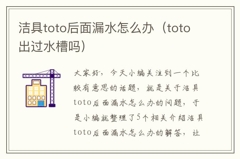 洁具toto后面漏水怎么办（toto出过水槽吗）