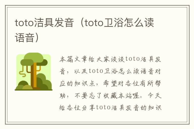 toto洁具发音（toto卫浴怎么读语音）