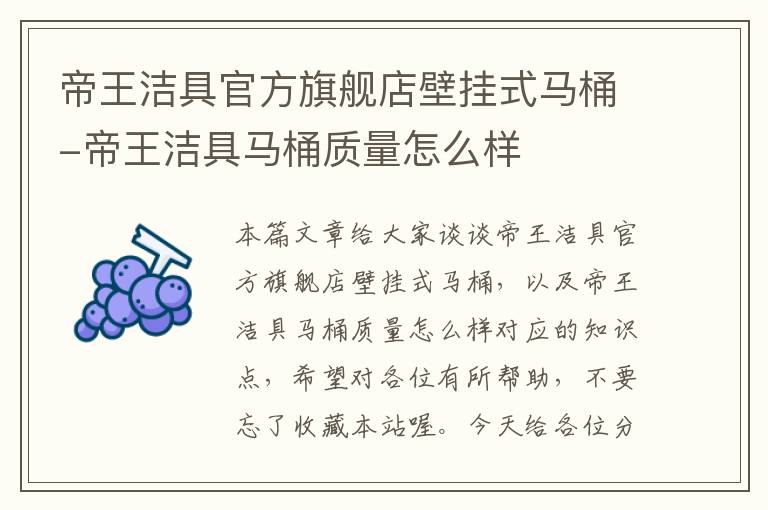 帝王洁具官方旗舰店壁挂式马桶-帝王洁具马桶质量怎么样