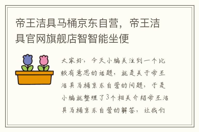 帝王洁具马桶京东自营，帝王洁具官网旗舰店智智能坐便