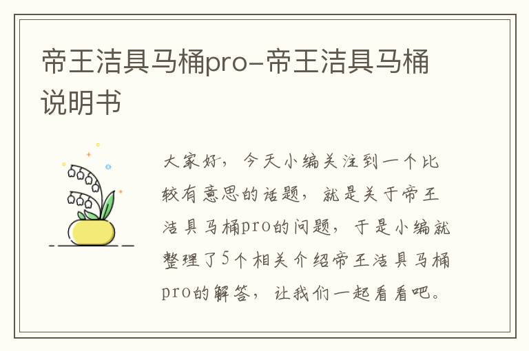 帝王洁具马桶pro-帝王洁具马桶说明书