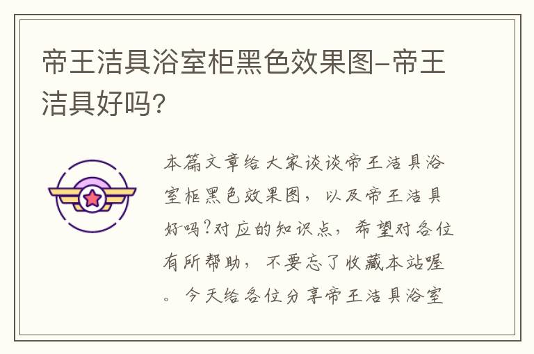 帝王洁具浴室柜黑色效果图-帝王洁具好吗?