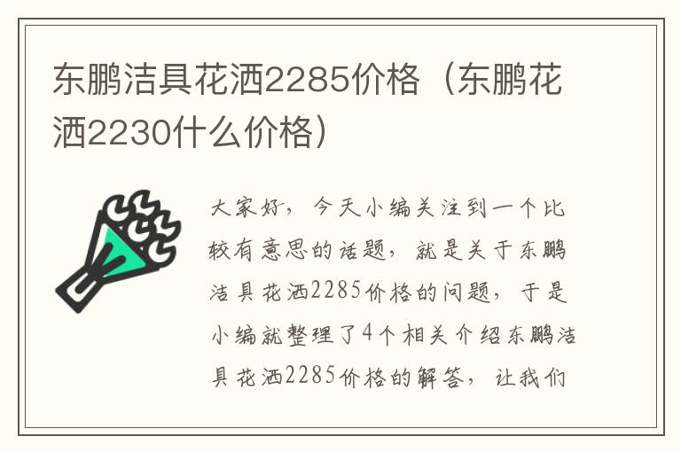 东鹏洁具花洒2285价格（东鹏花洒2230什么价格）