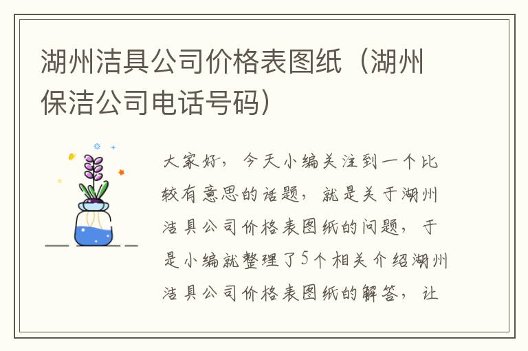 湖州洁具公司价格表图纸（湖州保洁公司电话号码）