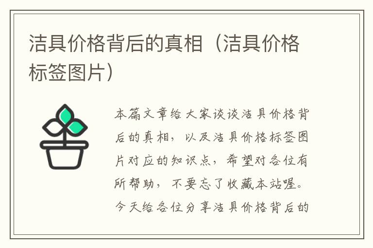 洁具价格背后的真相（洁具价格标签图片）