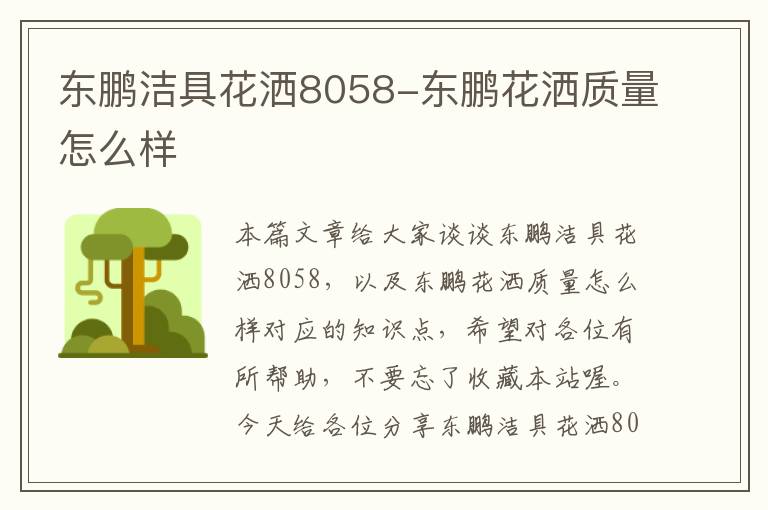 东鹏洁具花洒8058-东鹏花洒质量怎么样