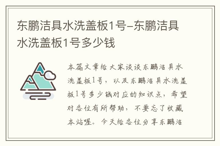 东鹏洁具水洗盖板1号-东鹏洁具水洗盖板1号多少钱