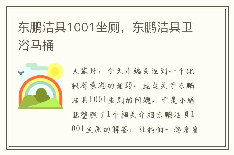 东鹏洁具1001坐厕，东鹏洁具卫浴马桶