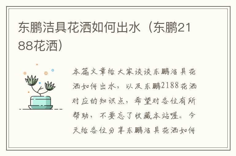 东鹏洁具花洒如何出水（东鹏2188花洒）