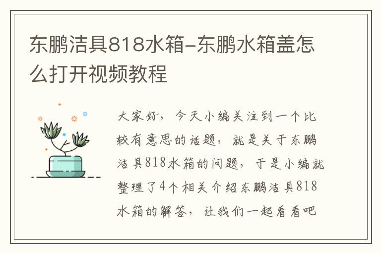 东鹏洁具818水箱-东鹏水箱盖怎么打开视频教程