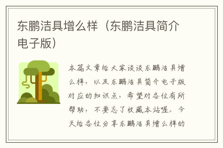 东鹏洁具增么样（东鹏洁具简介电子版）